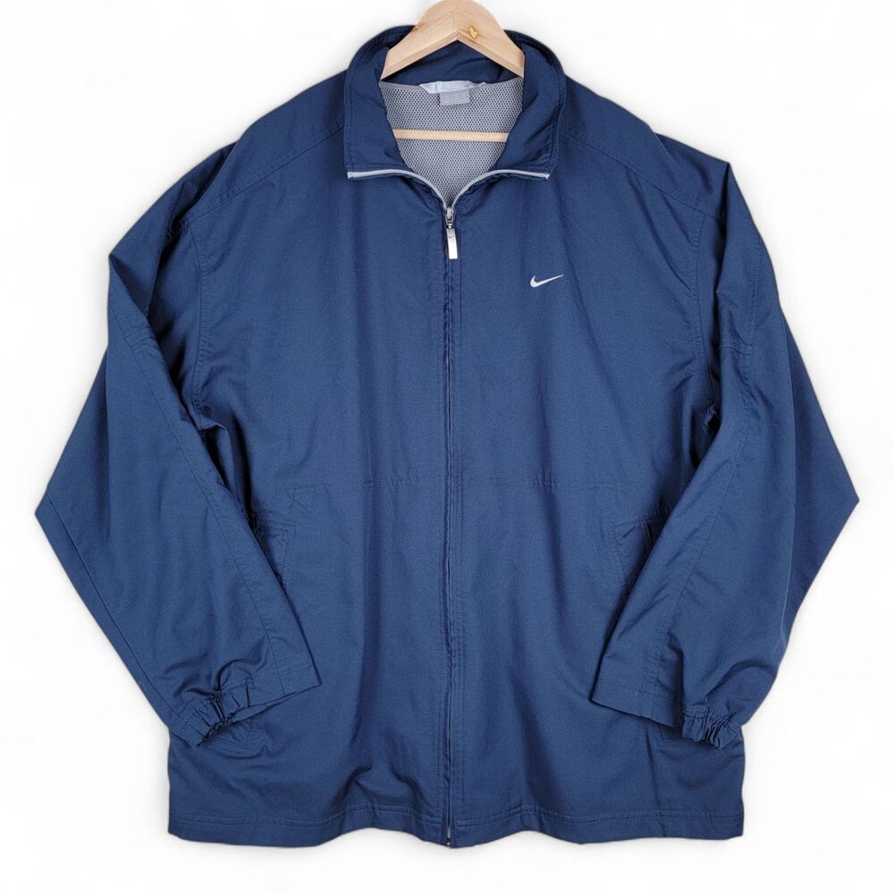 Vintage Nike Jacket Men's XXL Track Windbreaker Soccer Navy Blue Swoosh Y2K 90s